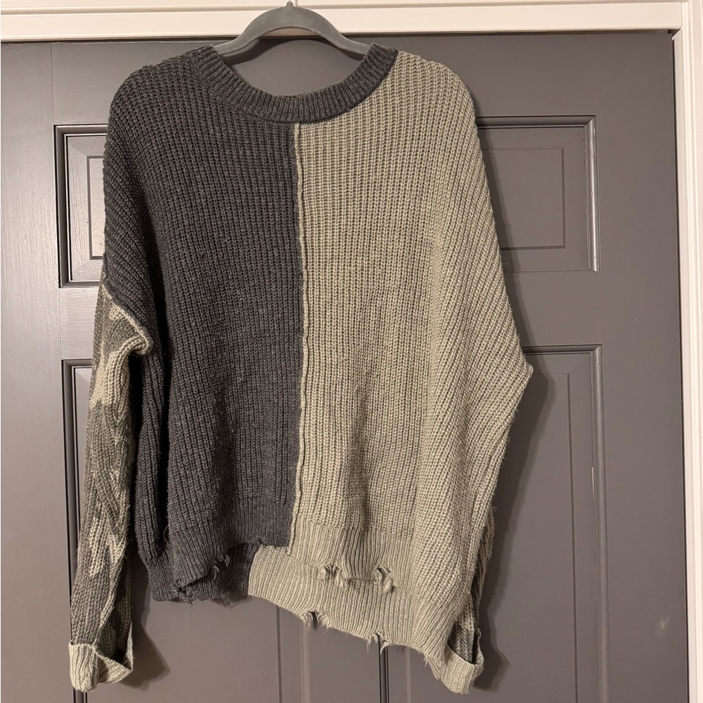 Two-Tone Green Camo Women's Sweater